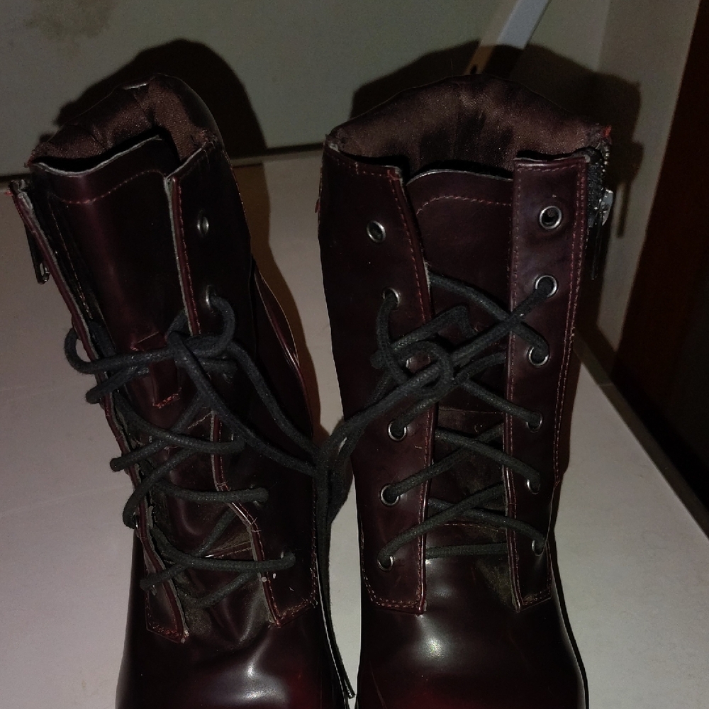 Steve Madden Dark Red Lace-Up Boots